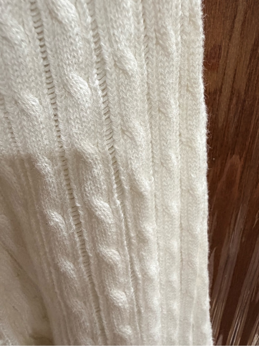 JEANNE PIERRE Cream Cable-Knit Scalloped Button Cardigan - Picture 5 of 9